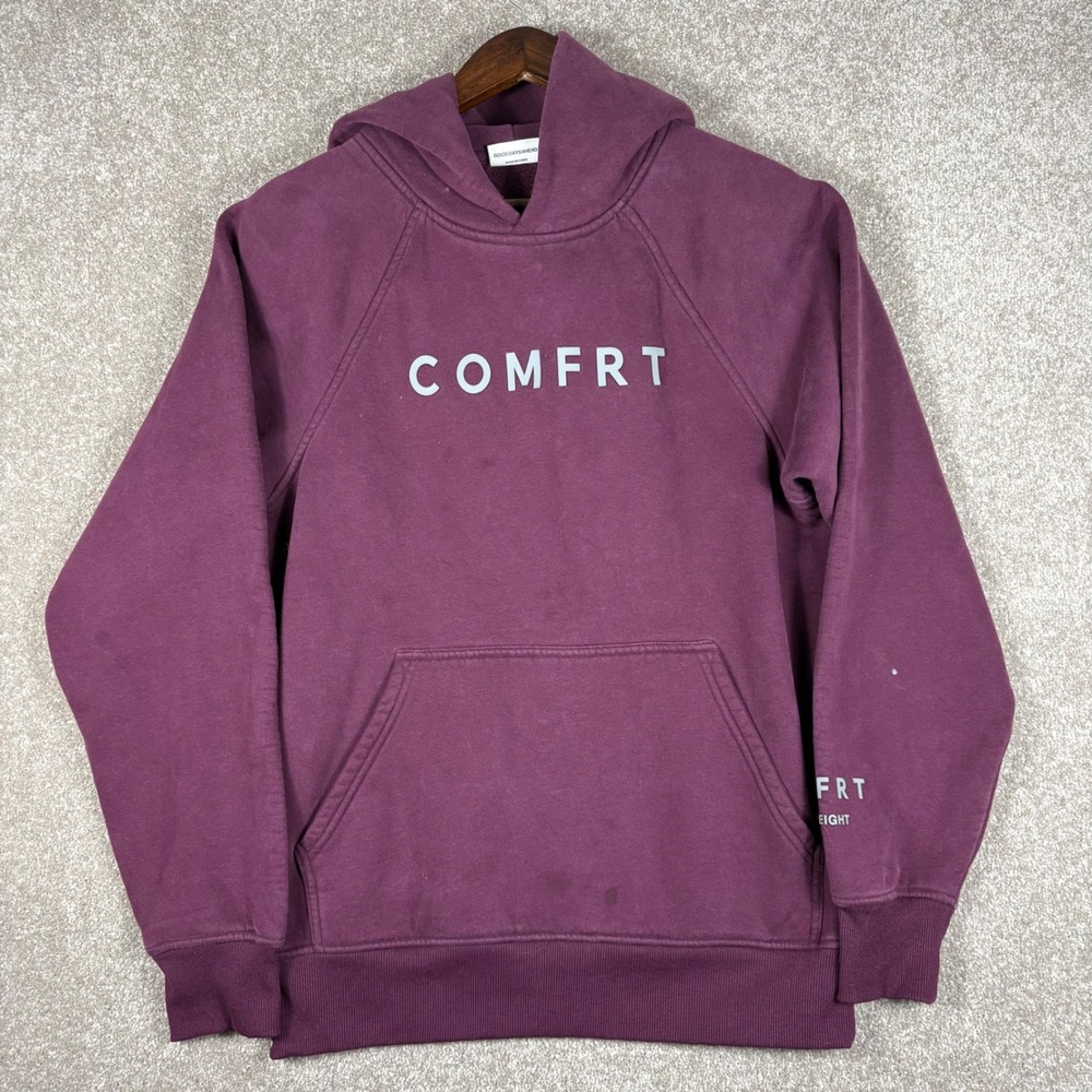 Comfrt Heavyweight Fleece Hoodie Plum Purple XS Pullover Logo Sweatshirt